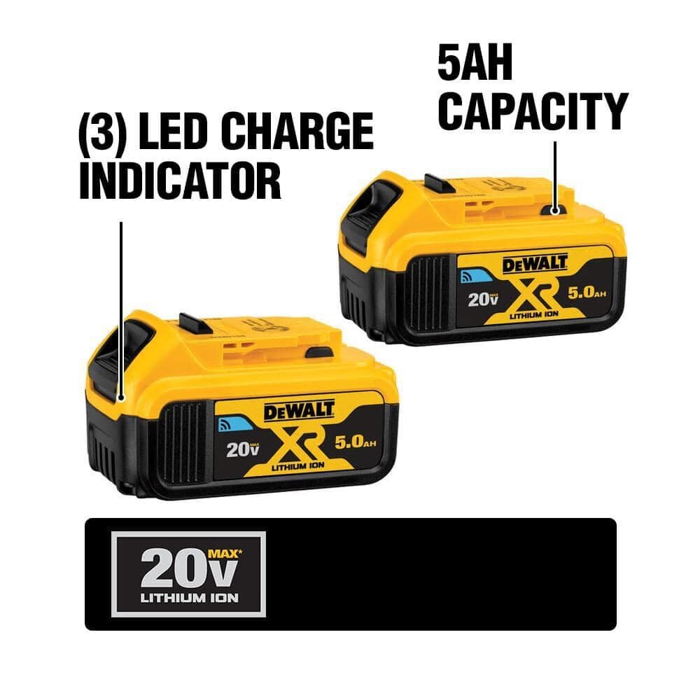 DEWALT 20V MAX XR Premium Lithium Pack 5.0 A/H Bluetooth Battery 2 pack Simolary simolary.com 6