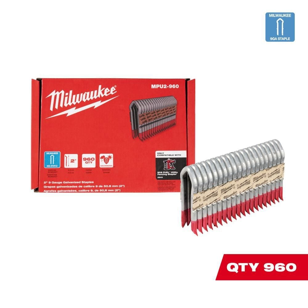 Milwaukee Galvanized Staples 2inch 9 Gauge, large image number 1