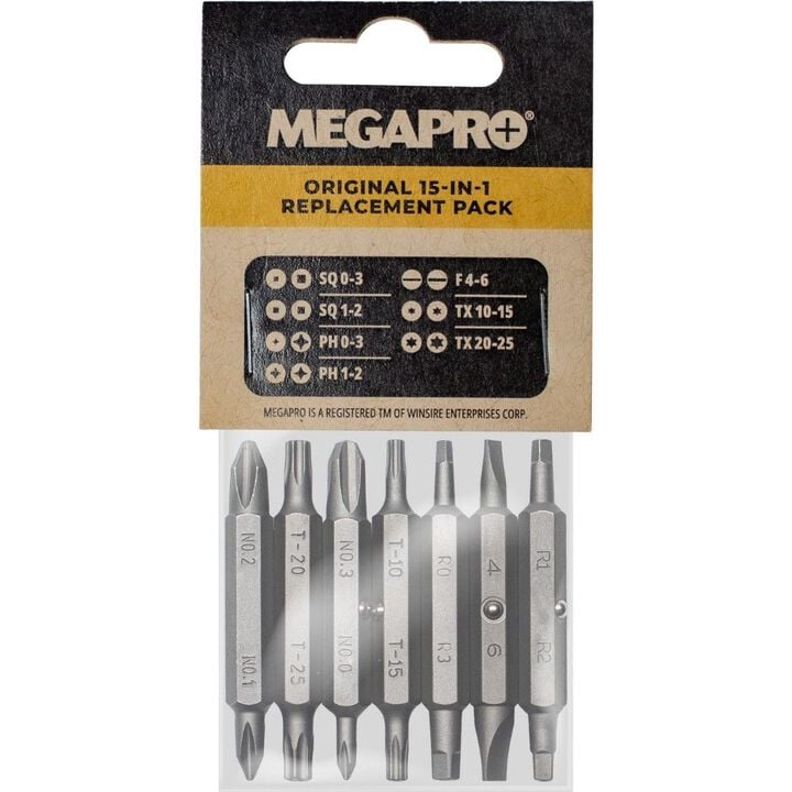 Megapro Replacement Bit Set for 15-in-1 Multi-Bit Screwdriver