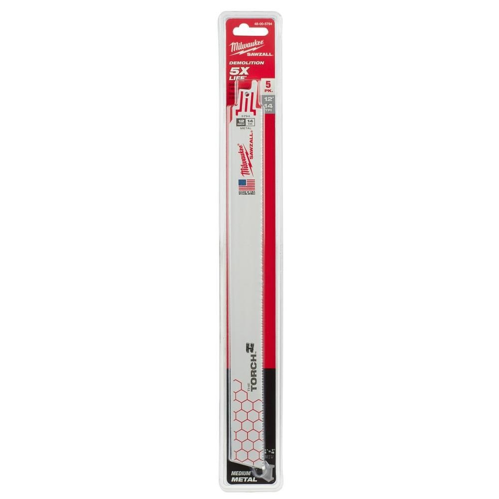 Milwaukee 12 in. 14 TPI THE TORCH SAWZALL Blades 5PK, large image number 11