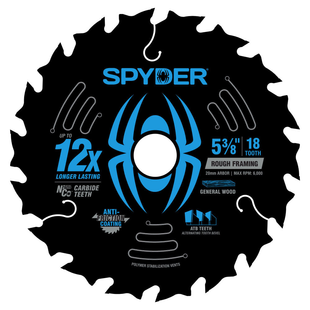 Spyder 5-3/8 Inch 18T Circular Saw Blade for Rough Framing, large image number 2
