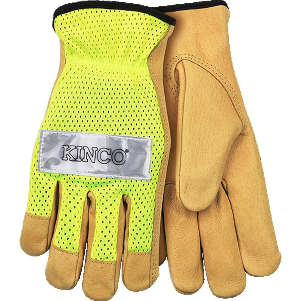 Kinco High-Visibility Lime Green Pigskin Leather Gloves Size XL – 908-XL