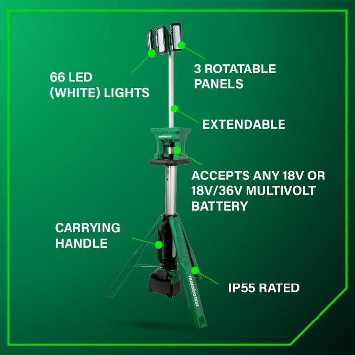 Metabo HPT 18V MultiVolt Cordless 4000 Lumen LED Tripod Site Light, large image number 2