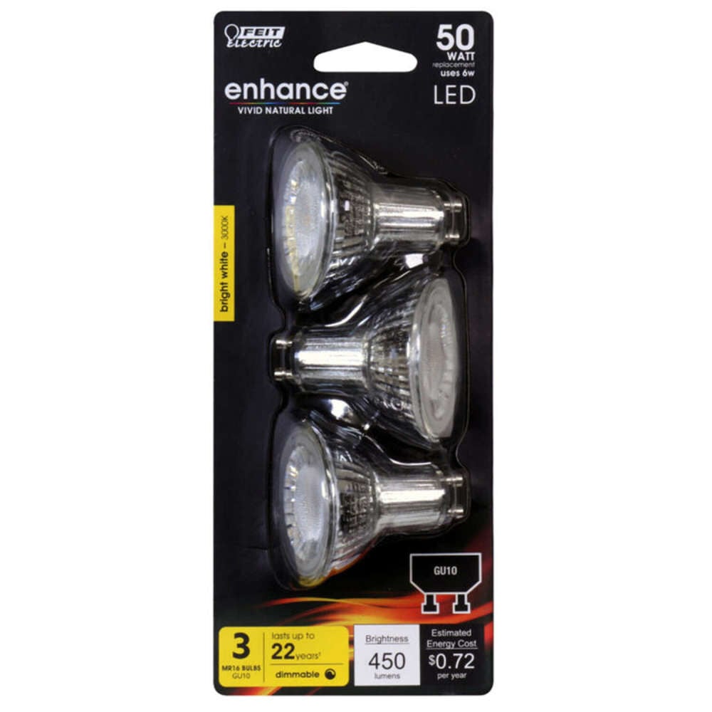Feit Electric 50W MR16 GU10 Bright White LED Bulb 3pk, large image number 2