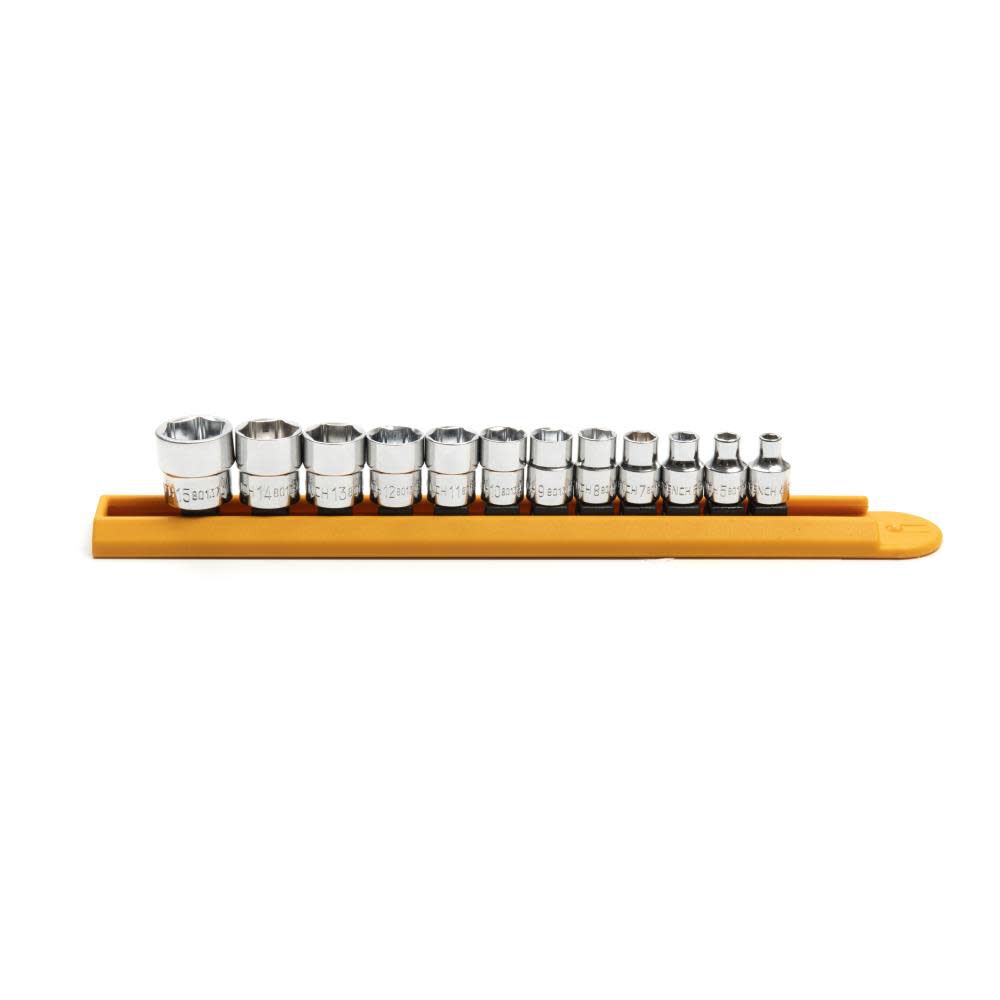 GEARWRENCH 1/4in Drive 6 Point Metric Stubby Length Socket Set 12pc, large image number 9