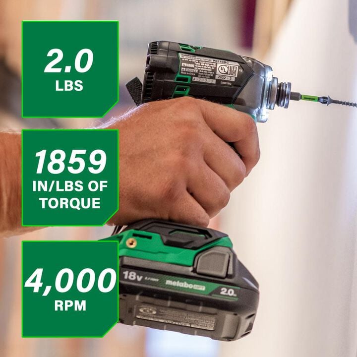 Metabo HPT 18V Cordless Triple Hammer Impact Driver 2Ah Batteries Kit, large image number 1
