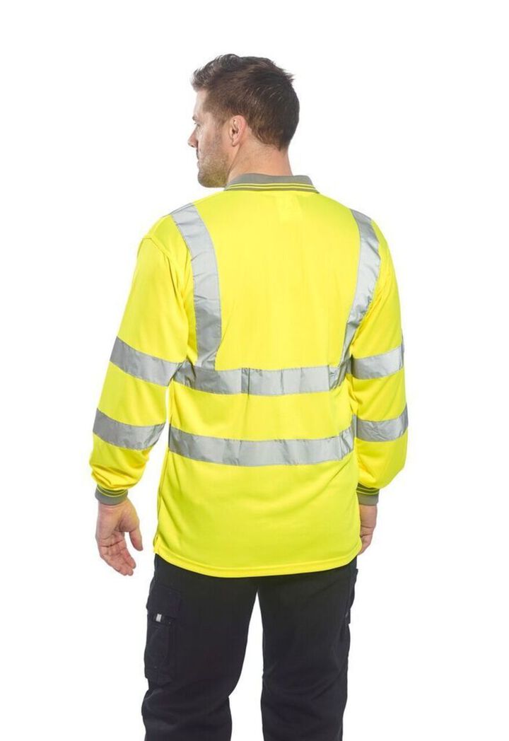 Portwest Yellow Hi-Vis Long Sleeved Polo Shirt - Large, large image number 2