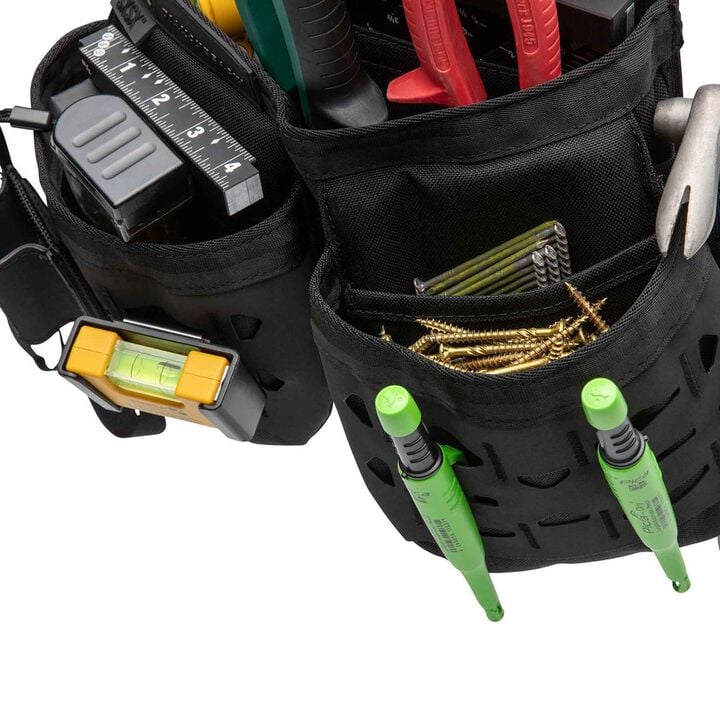Diamondback Toolbelts SXS X Left Side Non-Dominant Open Tool Pouch, 3 Pockets, Black, large image number 4