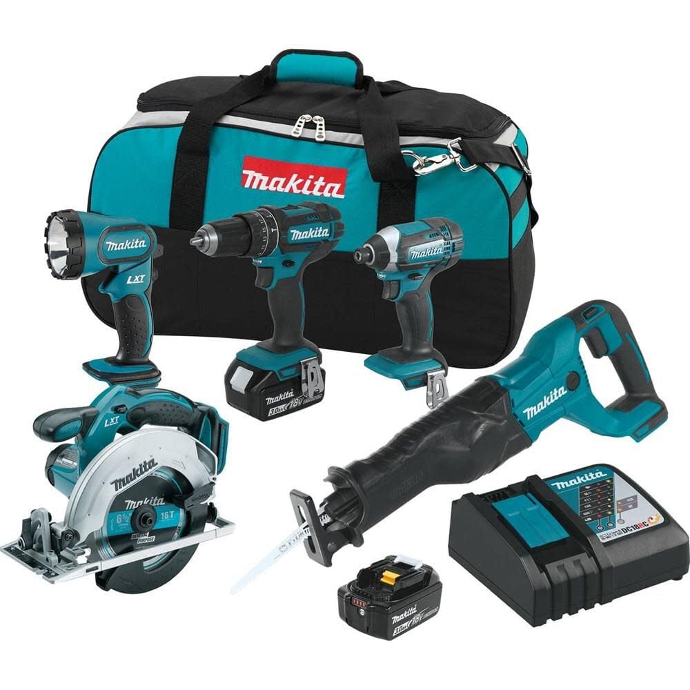 Makita 18V LXT Lithium-Ion Cordless Combo Kit (5-Tool) – XT505