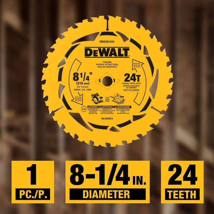 DEWALT 8-1/4 Inch 24T Circular Saw Blade, large image number 2
