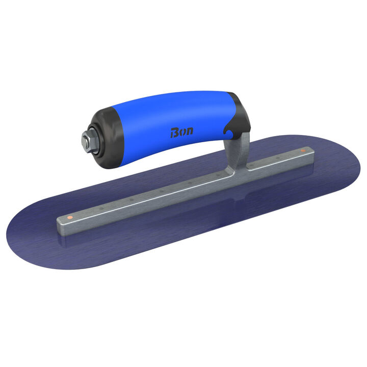 Bon Tool Finish Trowel Round Blue Steel 12 Inch x 4 Inch with Comfort Grip Handle, large image number 1