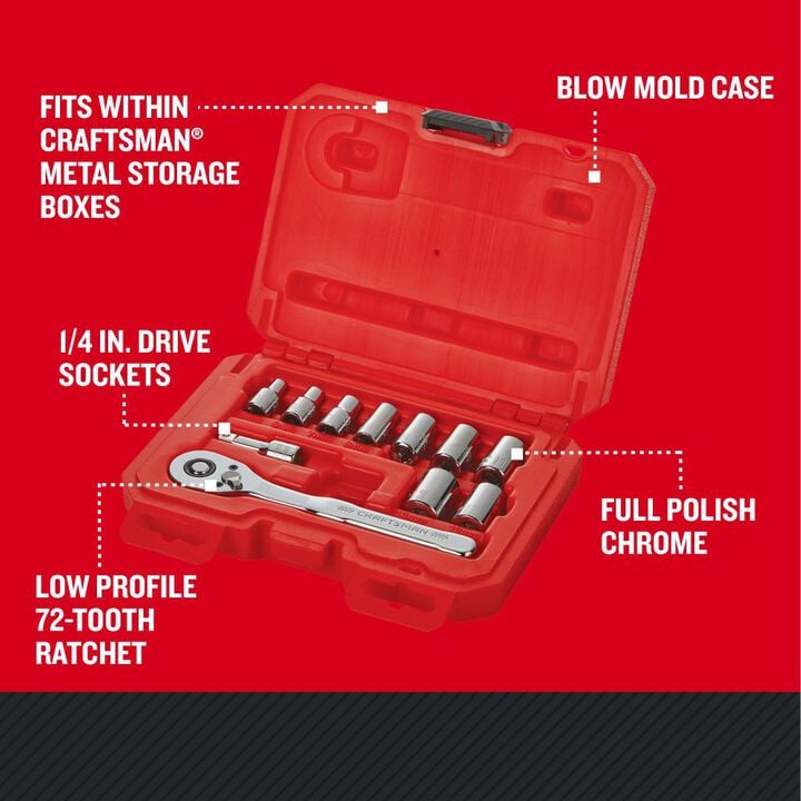 CRAFTSMAN 1/4-in Drive Metric Mechanics Tool Set, 11pc, large image number 1