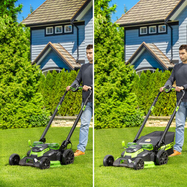 Greenworks 80V 25in Cordless Dual Blade Self Propelled Lawn Mower Kit with 4Ah Battery & Charger, large image number 7