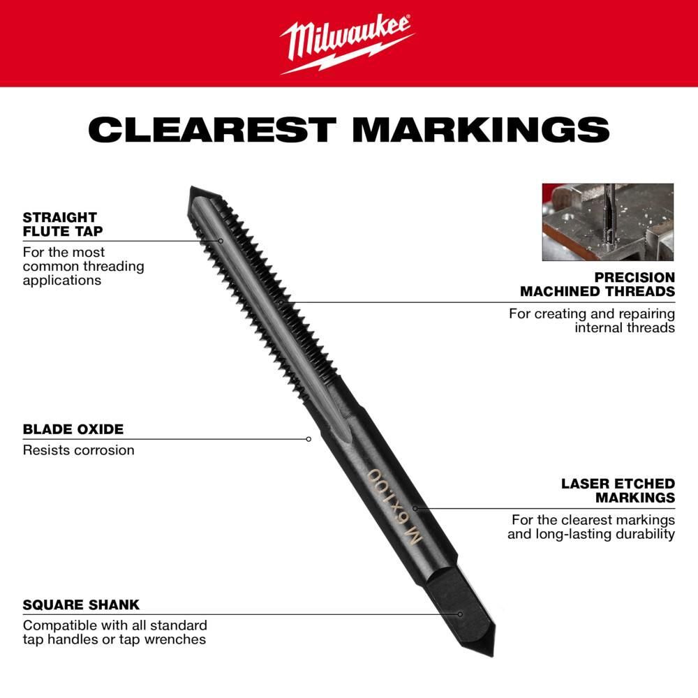 Milwaukee 1/4 in -20 NC Straight Flute Plug Tap & #7 Drill Bit, large image number 5
