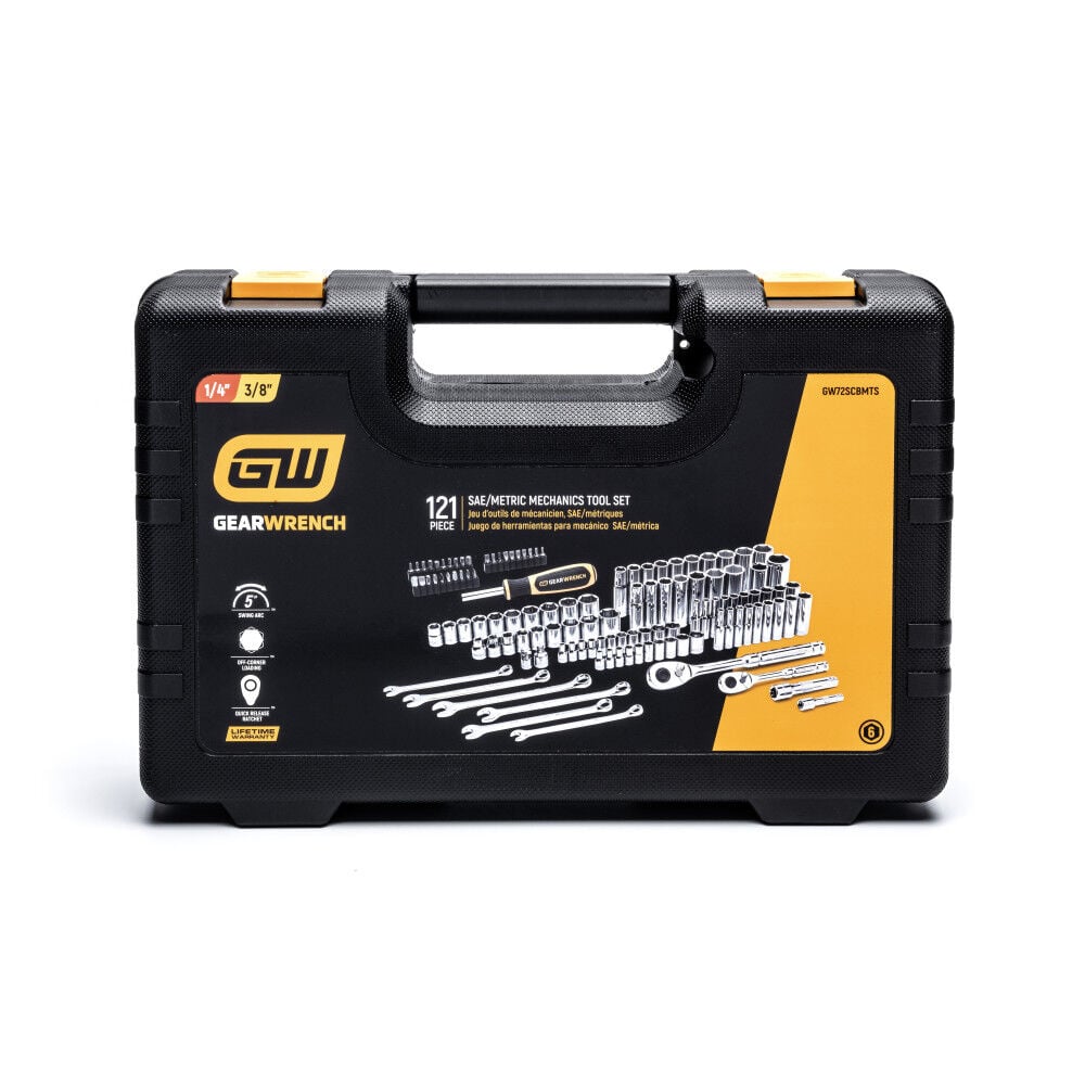 GEARWRENCH 1/4 Inch, 3/8 Inch SAE/MM Mechanics Hand Tool Set, 121 Piece, large image number 4