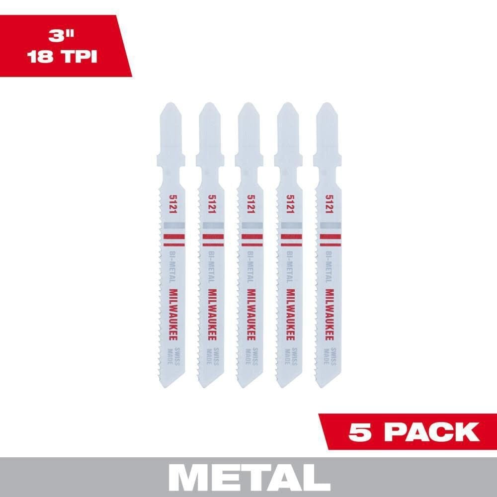 Milwaukee 3 in. 18 TPI Bi-Metal Jig Saw Blade 5 Pack - 48-42-5121