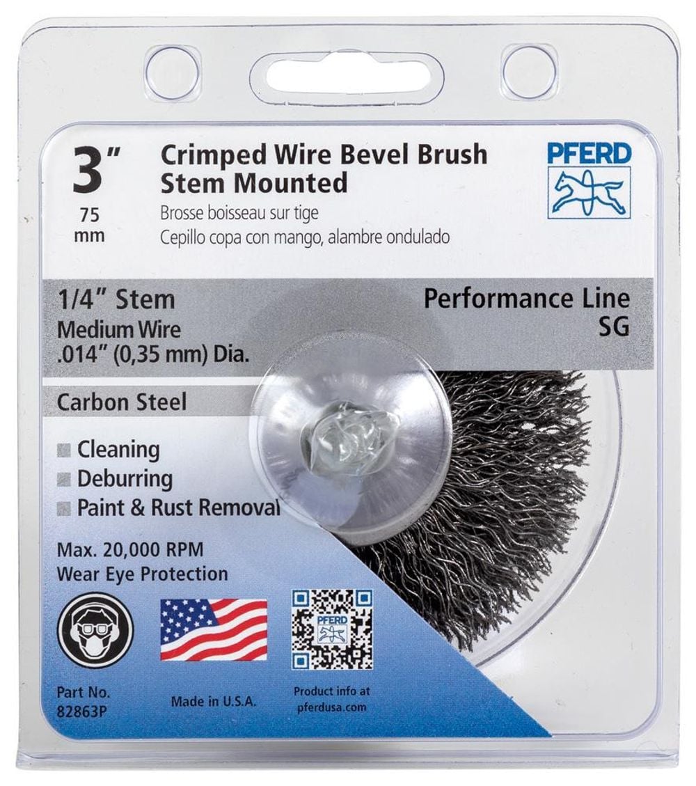 Pferd P.O.P. 3in Mtd Flared Cup Brush - .014 CS Wire 1/4in Shank, large image number 1