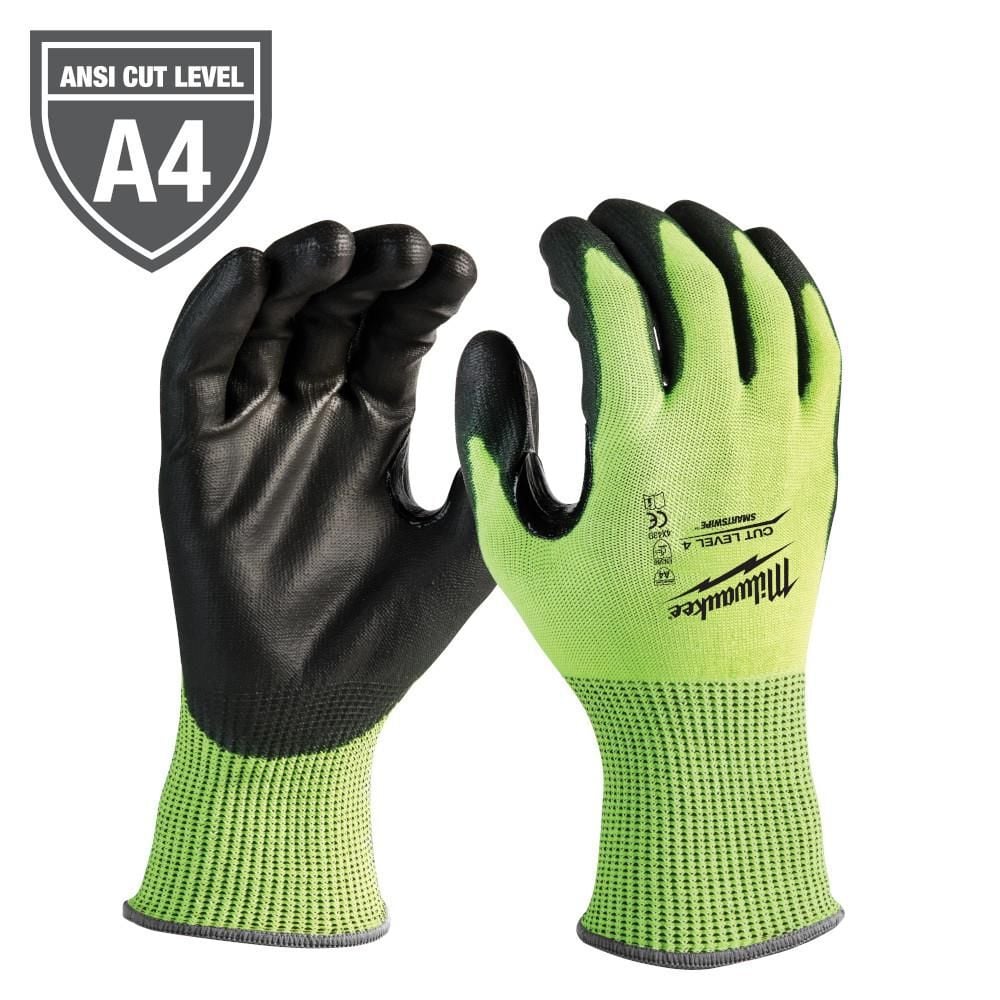Milwaukee High Visibility Cut Size Level 4 Polyurethane Dipped - Size L - 48-73-8942