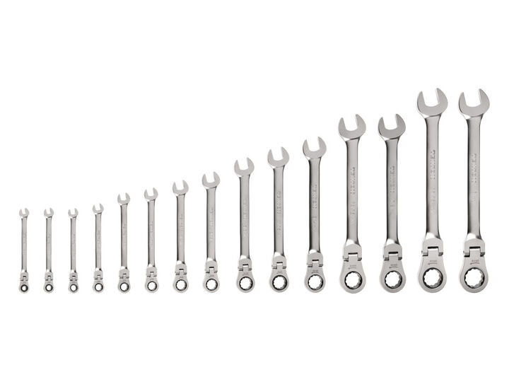 Tekton Flex Head 12 Point RatchetIng CombInation Wrench Set 15 Piece