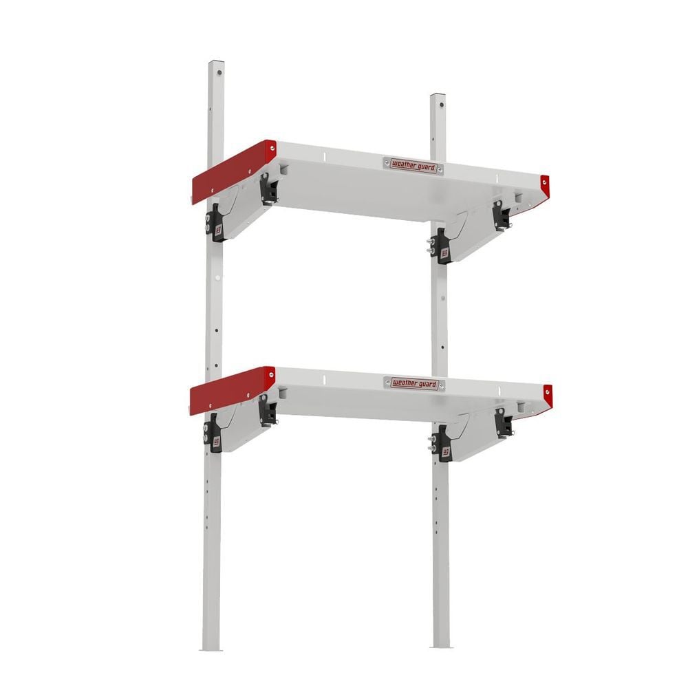 Weather Guard 36 Inch White/Red Aluminum Folding Van Shelving, large image number 4