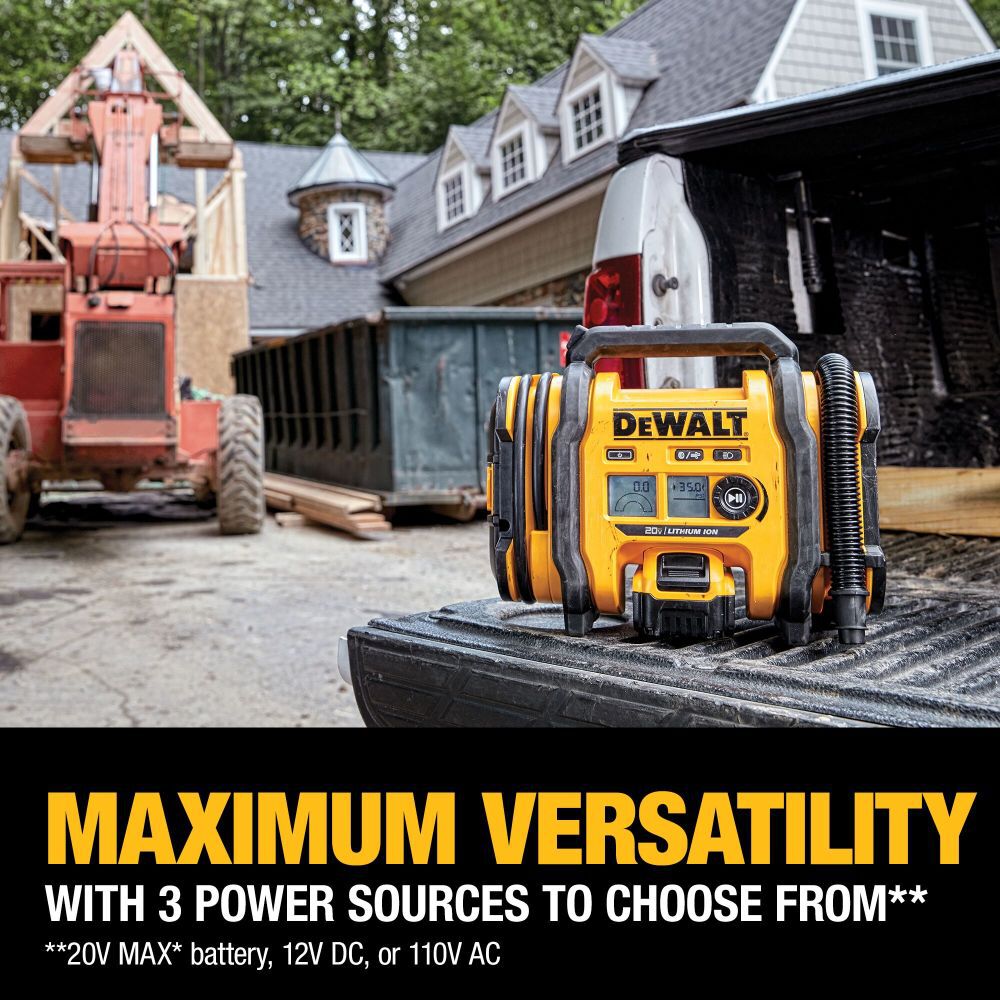 DEWALT 20V MAX* Cordless Tire Inflator (Bare Tool) with 120V Power Source, large image number 8