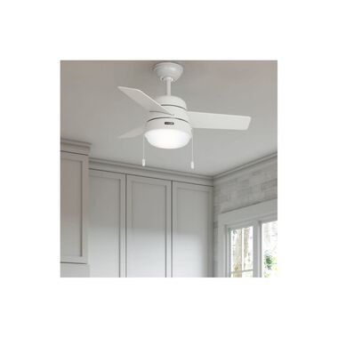 Hunter Fan Aker Ceiling Fan 36in Fresh White/Natural Wood, large image number 10