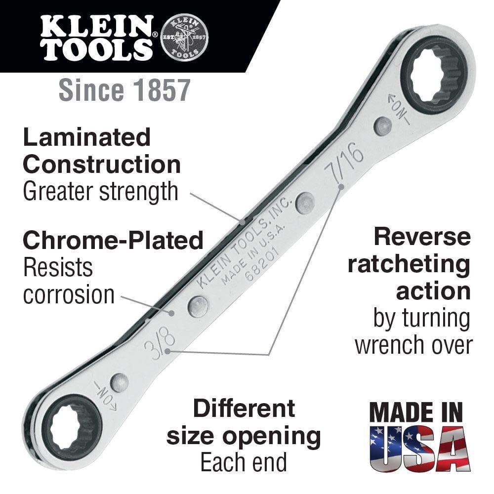 Klein Tools Ratcheting Box Wrench 1/2in x 9/16in, large image number 2