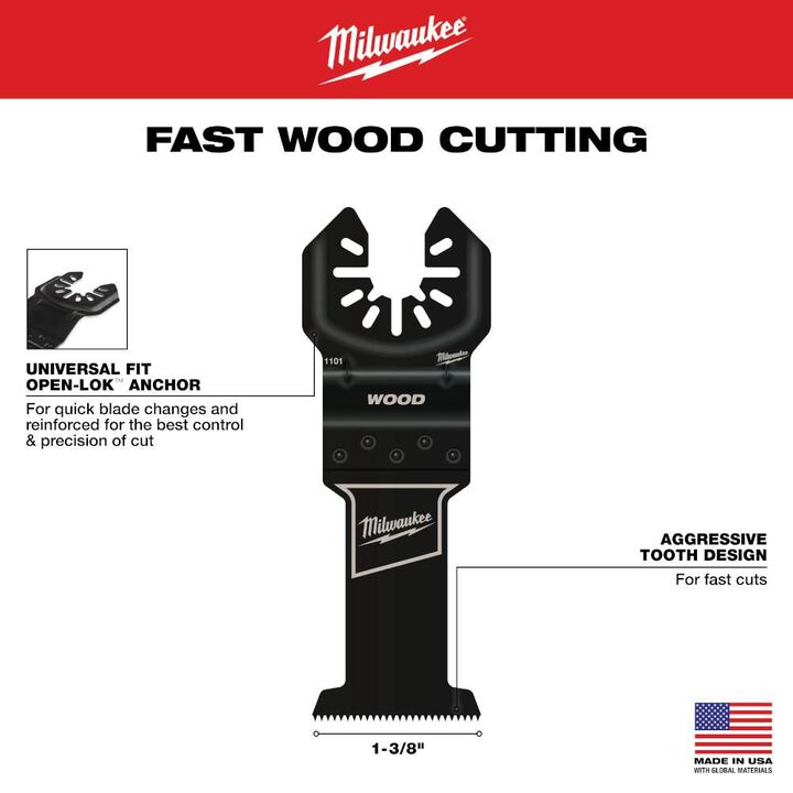Milwaukee OPEN-LOK 1-3/8inch HCS WOOD BLADES 3PK, large image number 3