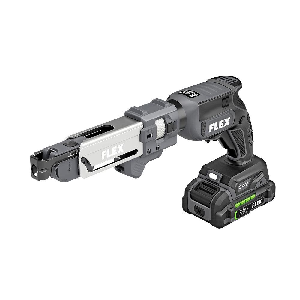 FLEX 24V Drywall Screw Gun With Magazine Attachment and Cut Out Tool