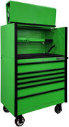 Extreme Tools DX Series 41 Inch W x 25 Inch D Extreme Power Workstation Hutch & 6 Drawer Roller Cabinet Green with Black Handles Trim, small image number 6