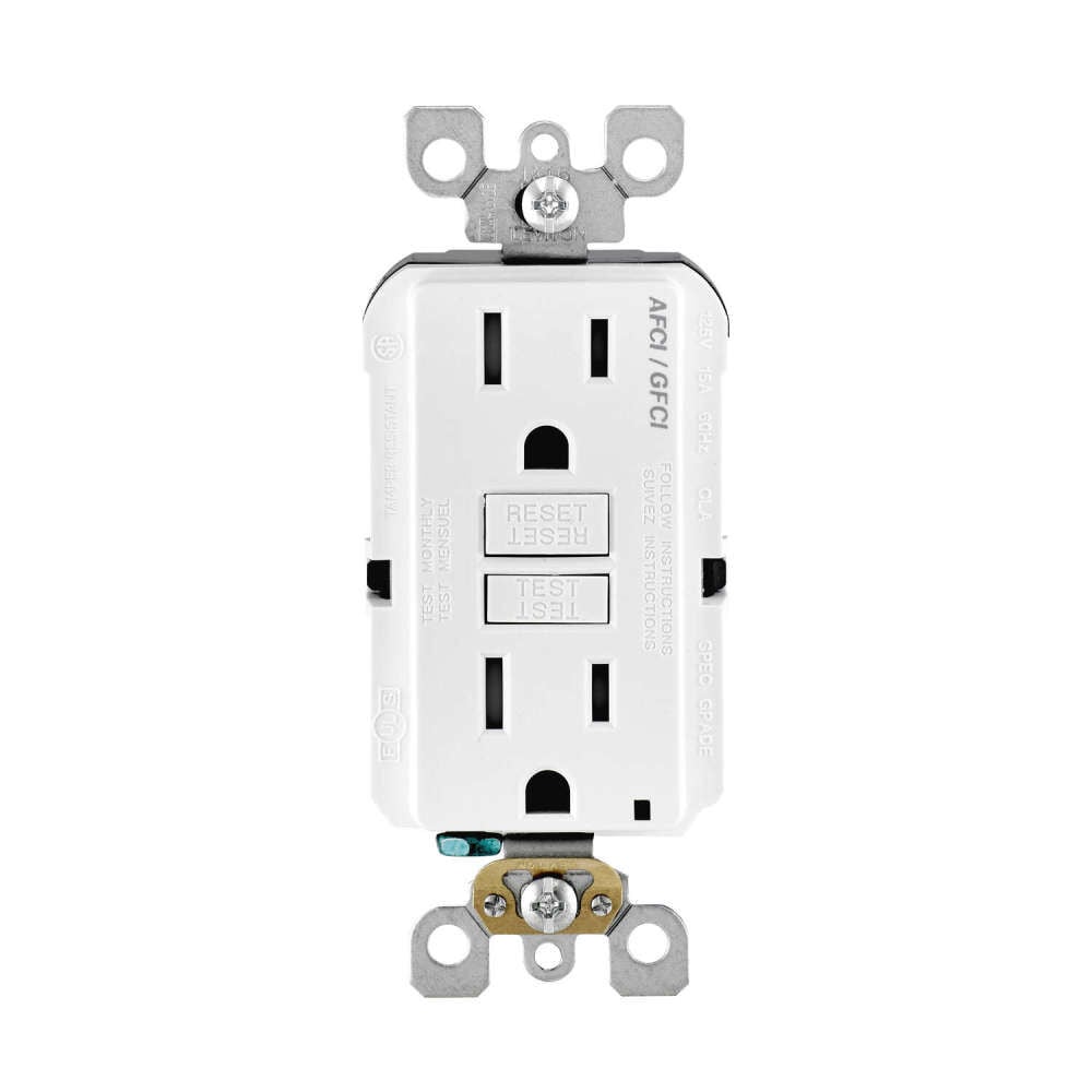 Leviton SmartlockPro Outlet 15A 125V White AFCI/GFCI 2 Function Outlet – 3583713