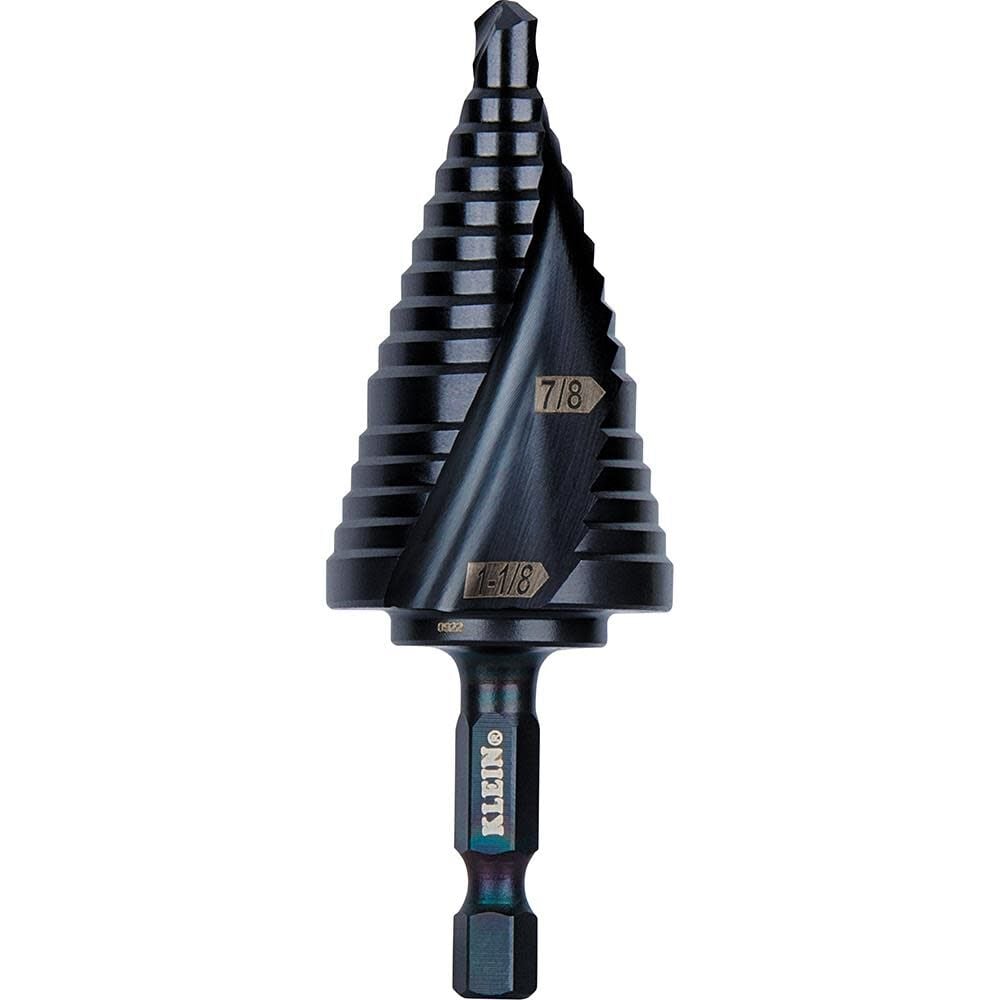 Klein Tools 7/8in to 1-1/8in Quick Release Sprial Flute Step Drill Bit, large image number 1