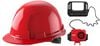 Milwaukee Red Front Brim Hard Hat with 6pt Ratcheting Suspension Type 1 Class E & BOLT USB Cooling Fan Bundle, small image number 1