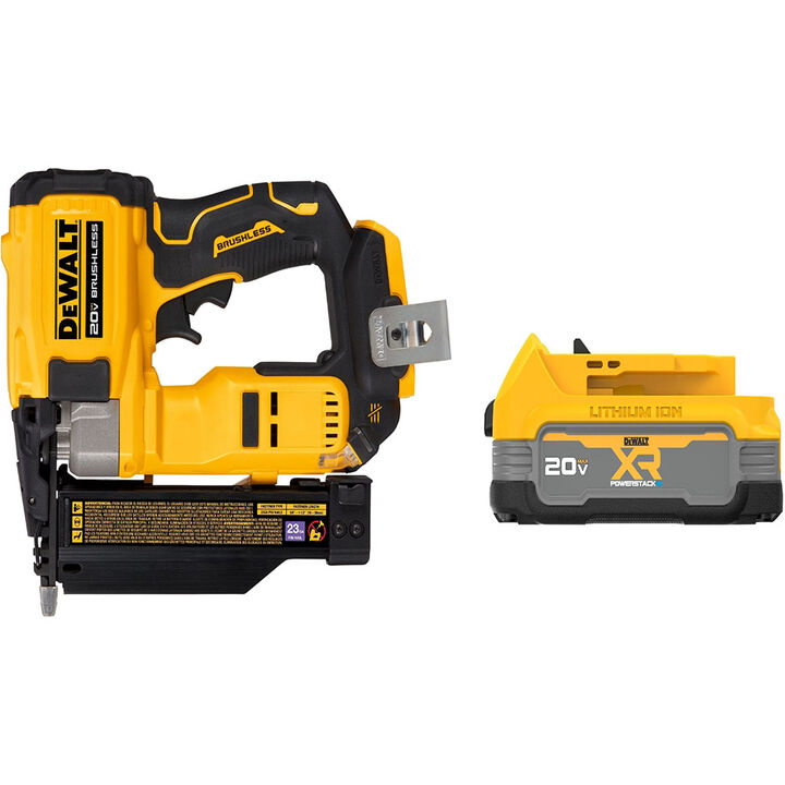 DEWALT ATOMIC Compact Series 20V MAX Pin Nailer 23 Gauge with 20V MAX XR POWERSTACK Compact Battery Bundle