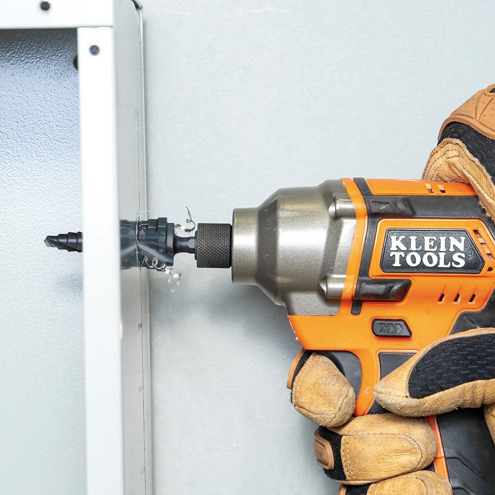 Klein Tools 7/8in to 1-1/8in Quick Release Sprial Flute Step Drill Bit, large image number 6