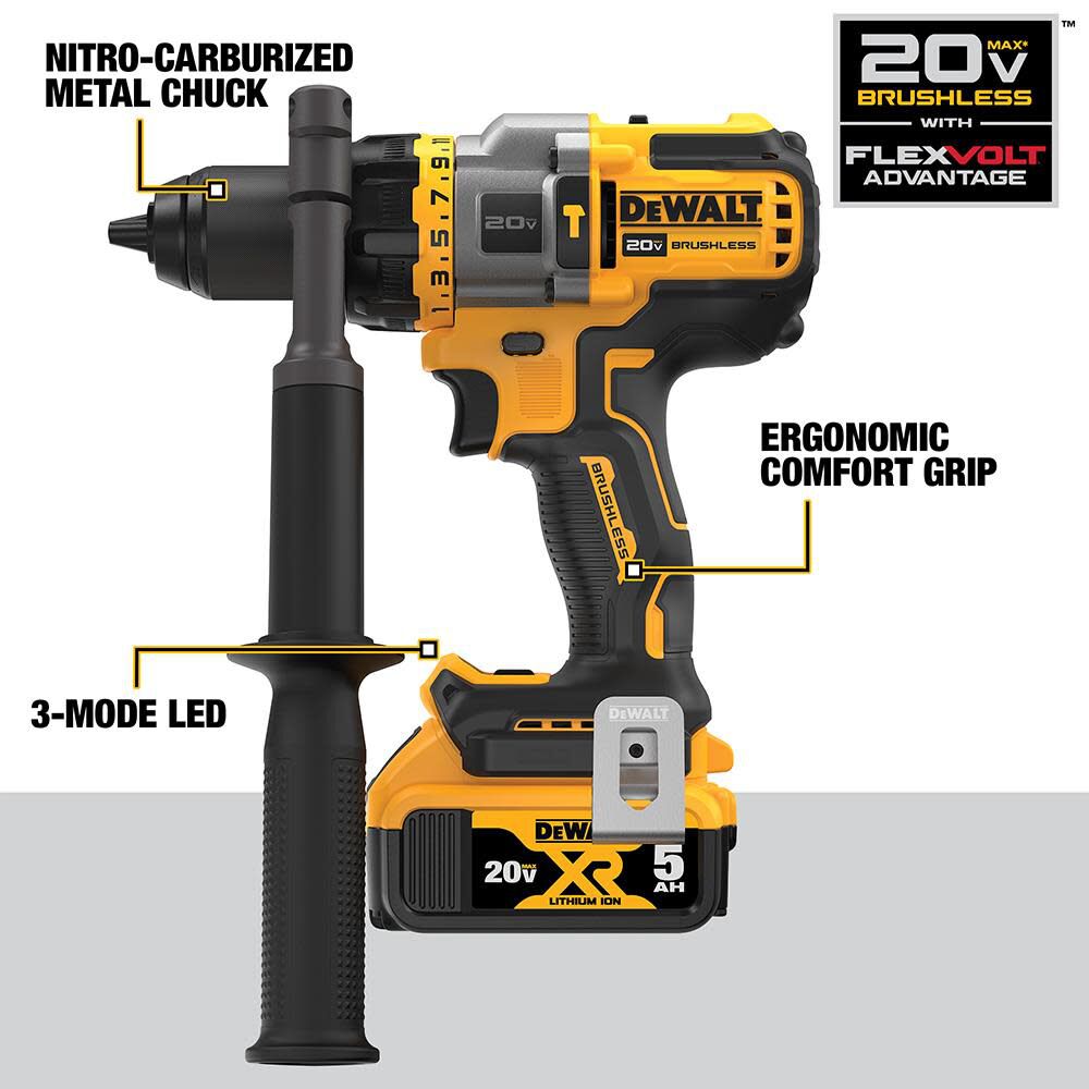 DEWALT 20V MAX 2 Tool Kit Including Hammer Drill Driver with FLEXV