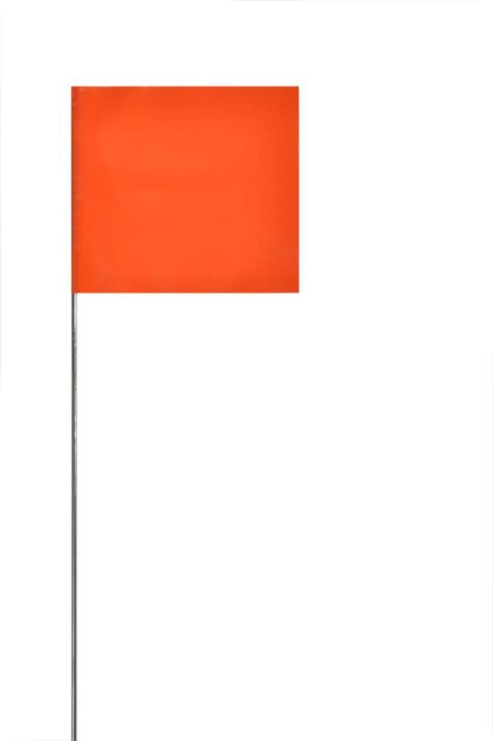 Swanson Tool Orange Glo Safety Marking Flag Pack of 100, 2.5 Inch by 3.5 Inch with a 15 Inch Wire Staff