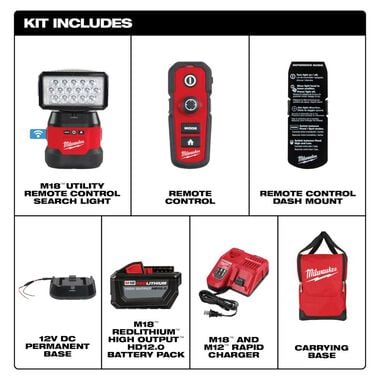 Milwaukee M18 Utility Remote Control Search Light Kit with Portable Base, large image number 1