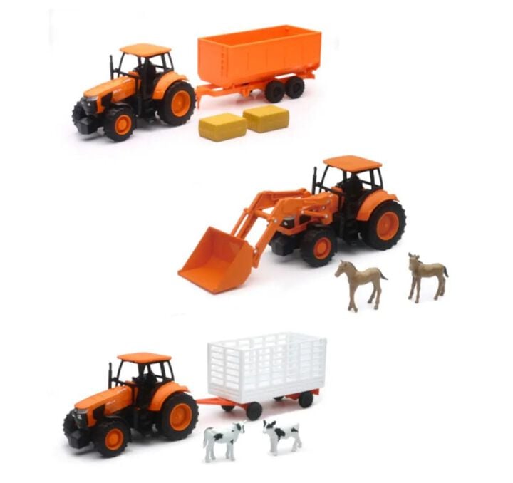 Kubota M5-111 1:32 Scale Miniature Tractor & Wagon Toy Set