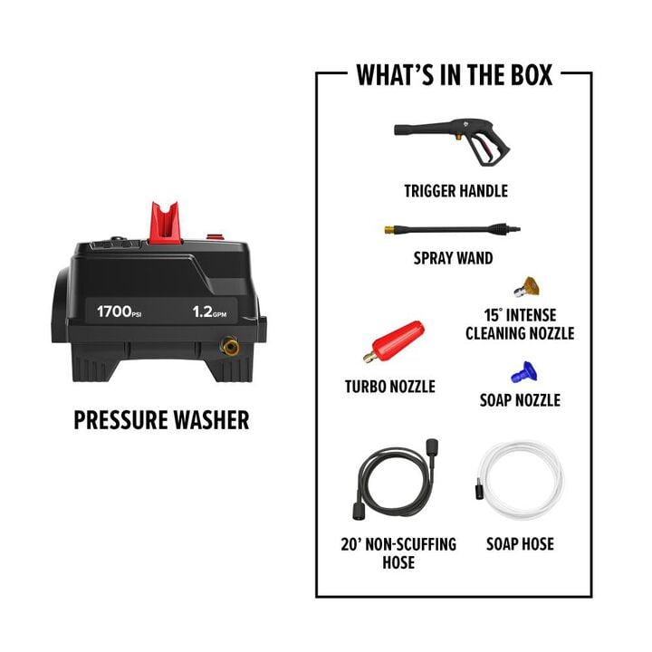 Dirt Devil 1700 PSI 1.2 GPM Electric Cold Water Pressure Washer with 3 Spray Nozzles, large image number 6