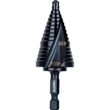 Klein Tools 7/8in to 1-1/8in Quick Release Sprial Flute Step Drill Bit