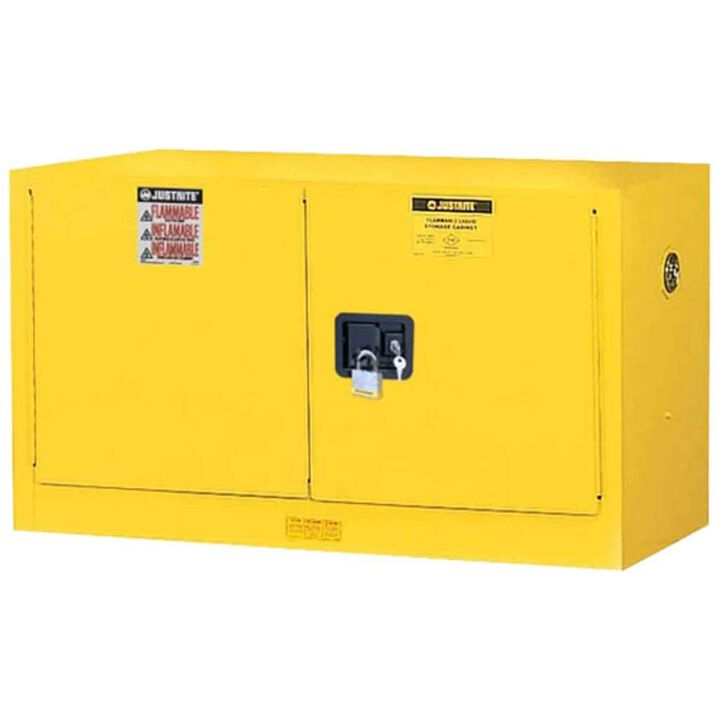 Justrite 17 Gallon Yellow Steel Manual Close Flammable Cabinet