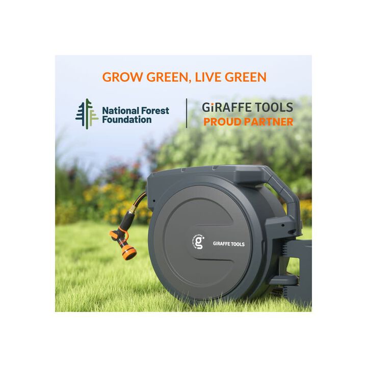 Giraffe Tools 1/2 Inch x 78 Foot Dark Grey Garden Hose Reel with PP Bracket, large image number 8