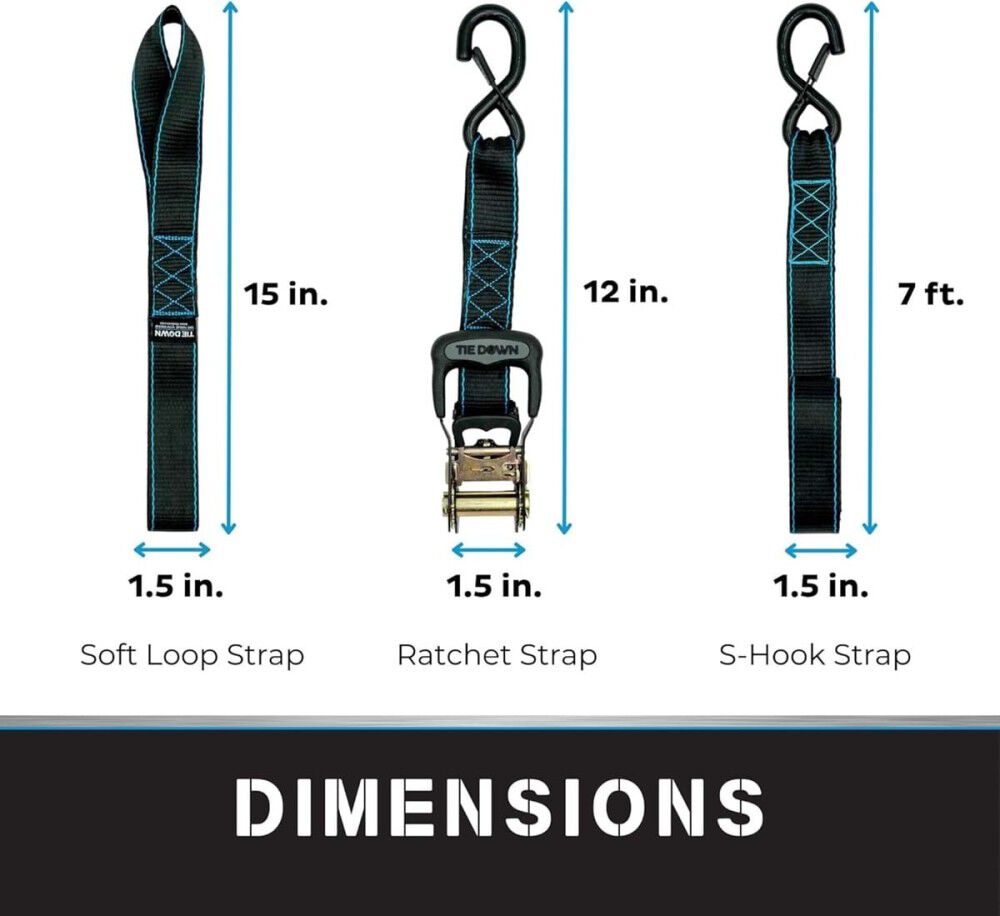 Tie Down 1.5 Inch x 8 Ft 5208 Lbs Black Ratchet Strap, large image number 8