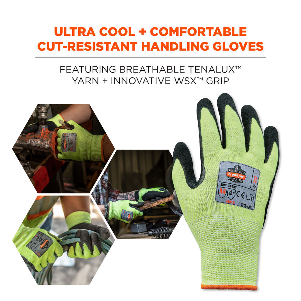 Ergodyne 7041 Certified Nitrile Coated Cut-Resistant Gloves XS Lime, large image number 2