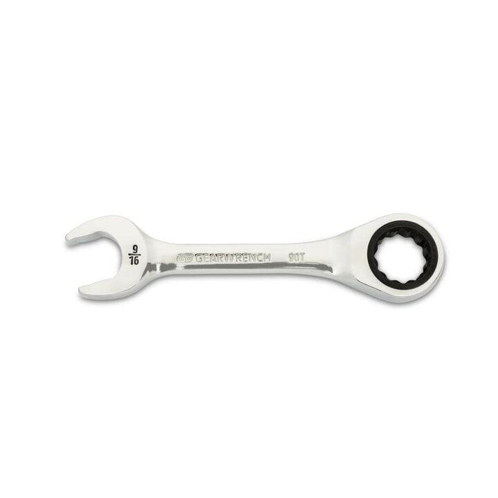 GEARWRENCH 9/16 Inch 90-Tooth 12 Point Stubby Combination Ratcheting Wrench