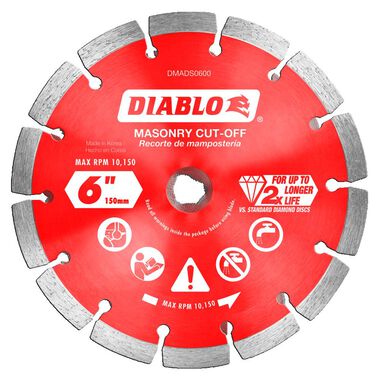 Diablo Tools 6in Diamond Segmented Cut-Off Discs for Masonry