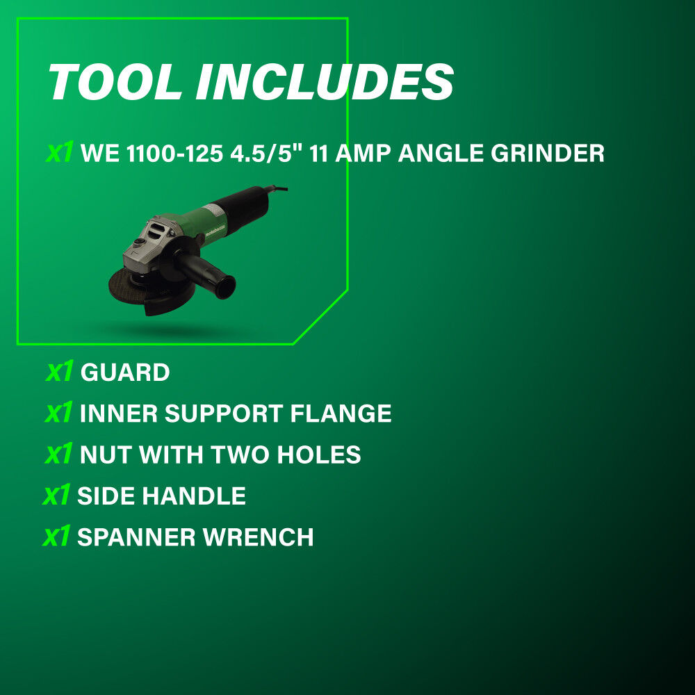 Metabo HPT WE 1100-125 4-1/2 - 5 Inch Angle Grinder, large image number 5