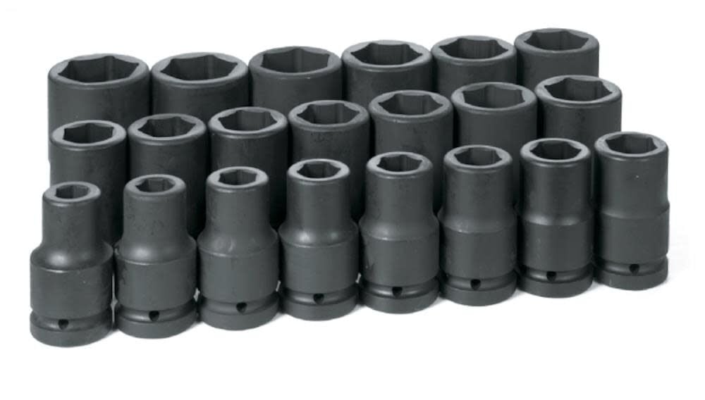 Grey Pneumatic 1in Drive 21 Piece Deep Fractional Set 3/4in to 2in, large image number 2