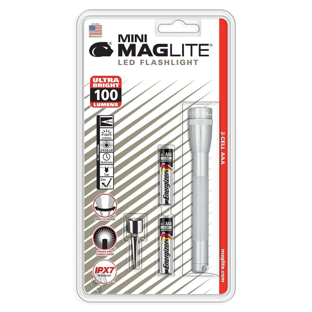 Maglite Mini Pro LED AAA Battery Powered Flashlight, Silver – SP32106